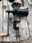 Vintage  3 Universal Hand Crank Table Mounted Meat Grinder W  Blades Working