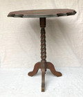 Antique 19th Century Solid Wood Floral Painted Tilt Top Victorian Table - Rare  