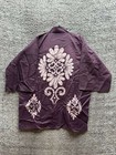 Vintage Authentic Japanese Hand Printed Preshrunk Rayon Haori Coat Purple Sz 35