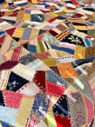 Antique Crazy Quilt Top Hand Stitched Embroidered Silk Satin Velvet Border 67x76