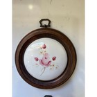  2  Homco Lasting Products Inc Ceramic Pink Rose Wood Trim 5  Wall Hangers