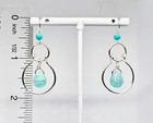Handmade Turquoise Amazonite Briolette Gemstone Silver Hoop Dangle Boho Earrings