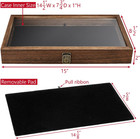 Mooca Wooden Jewelry Display Case With Tempered Glass Lid And Removable Black Lu