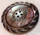Vintage Pearl Button  Large Carved Smokey Iridescent  2-1 8 