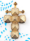 Antique 9ct Gold   Silver Masonic Freemason Folding Cross Ball Orb Pendant Charm