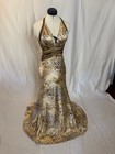 Vintage Y2k Satin Leopard Beaded Jovani Gown