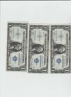 3x 1935  1 One Dollar Silver Certificate Notes  Double Date  Consecutive  Au 