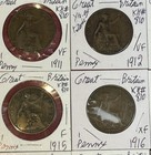 1911 - 1936 Great Britain 1 Penny 20 Coin Lot F - Xf Condition King George V