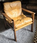 Vintage Mid Century Ash Sling Lounge Chair 1960 s Original Authentic Finish Wood