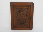 Antique Hand Carved Wood Door Panel Reclaimed Architectural Middle Ages Scene Sh