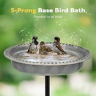 Oval Polyresin Bird Bath Bowl W  Metal Stake 29   Height Birdfeeder 1 3 Gallons