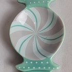 Ceramic Teal Spoon Rest Peppermint Candy Pastel Design
