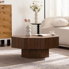 30 51 Inch Coffee Table Wooden Octagonal-shaped For Living Room Walnut Suitable