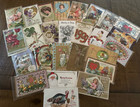 Nice Lot Of 25 vintage Antique Holidays Greeting Postcards santa in Sleeves-c486