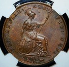 1853 Great Britain Penny Ngc Ms 63 Bn Ornamental Trident Old Uk Coin