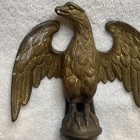 Early Antique Solid Brass Eagle Flag Pole Finial Topper W base   6    wing Span