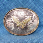 Working Cowboys Eagle Belt Buckle Western Scroll Sportsman Vtg 90s Mss    nox750