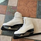 White Figure Ice Skates Size 6 Lace-up W  Blade Guards Black white