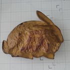 Brown Metal Rabbit Figurine   Statue With Clover Flower Decor