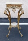 Antique Victorian Era Rococo Revival Brass And Onyx Plant Stand pedestal Table