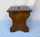 Vintage Handmade Walnut Finish Wood Sitting Stool With Center Handle - Nice 