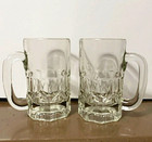 2 Vintage Anchor Hocking 8  Heavy Glass Beer Mugs Usa Made
