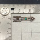 Vintage Navajo Turquoise Arrow Concho Hand Stampwork Sterling Silver Pin Brooch