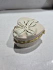 Vintage Hinged Trinket Box Jcm Heart Shaped With Gold Trimmed Bow Clasp Closure