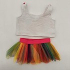 Build A Bear Smiley Peace Ruffle Top Rainbow Tulle Tutu Skirt Teddy Outfit- Read