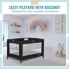Zazzy Portable Playard With Bassinet In Black  Lightweight Packable And Easy Set