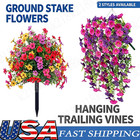 Artificial Violet Flowers With Ground Spike Fake Plants Garden Patio Yard Decor