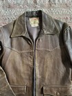 Vintage 40s 50s Field   Stream Goatskin Leather Jacket Gaberdine Medium Read