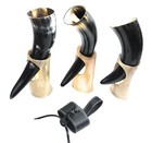 3x Viking Drinking Horn Norwegian Ceremonial Beer Mugs Handmade Medieval Bovine 