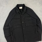 Vintage Folk Black Cotton Button Up Long Sleeve Sz Small Shirt Overshirt Jacket