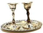 Vintage Jewish Silver Tone Shabbat Candle Holders Judaica Judaism Israel Hebrew
