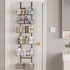 Over The Door Bathroom Organizer  6-tier Adjustable Metal Baskets 6 Tier Black