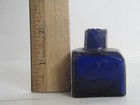 Antique Thick Cobalt Glass Crude Inkwell  2  