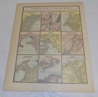 Mid-1800s Antique Color Map   eighteen Principal City Maps Of The Old World