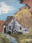 Vintage Hand-painted Saw Blade Folk Art Rustic Fall Barn Landscape