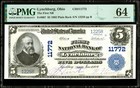 Pmg 64 1902 The First National Bank Lynchburg  Oh -  5 Plain Back  Ch    11772