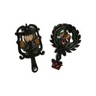 Antique Wood Stove Cast Iron Trivets Matching Set Eagle Heart Kitchen Farmhouse