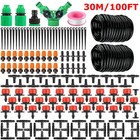 100ft Drip Irrigation System Garden Plant Self Watering Hose Micro Sprinkler Kit
