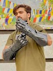 Medieval Steel Nazgul Gauntlets     Black Armor Gloves   Larp Cosplay Halloween