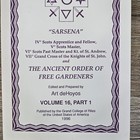 Collectanea  Sarsena Ancient Order Of Free Gardeners Masonic Rituals Vol 16 Pt 1