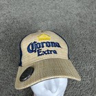 Corona Extra Hat Cap Snap Back Mens One Size Beige Straw Trucker Beer Opener