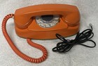 1970s Western Electric 702b Princess Orange Rotary Dial Desk Table Telephone