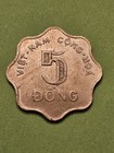1966 Vietnam 5 Dong Vintage World Coin Km9 Vf-xf Detail Scalloped Edge Free Ship
