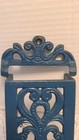 Vintage Cast Iron Match Holder 7  Wall Mount Blue Heavy 