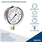 Senctrl 0-100 Psi Liquid Filled Low Pressure Gauge  1 4  Npt Lower Mount