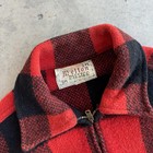 Vintage 1950s Melton Buffalo Check Plaid Wool Full Zip Jacket 